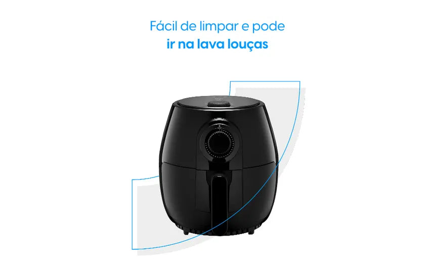 Fritadeira Elétrica sem oleo - Airfryer 4L 8 receitas pré-sugeridas desligamento automatico cesto removivel 1400W EAF30 grafite 220v