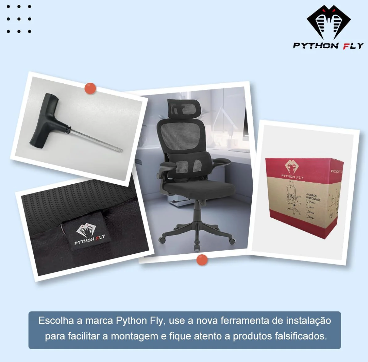 Cadeira de escritório, design ergonômico com suporte lombar independente, malha respirável e encosto de cabeça ajustável (Preto)