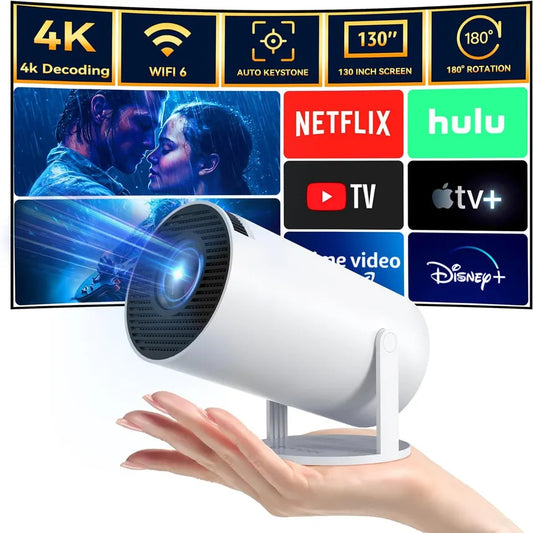 Mini Projetor Portatil, 5G WiFi 6 Bluetooth 5.0, Smart Projetor Android 11, 8500 Lumens Proyetor LED 4K 1080P Full HD Suporte (EU Plug)