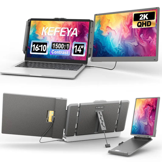 Monitor portátil para laptop, tela IPS Full HD de 12 polegadas da TeamGee, extensor de tela de monitor triplo duplo, plugue e Play HDMI/USB-A/tipo-C para Windows, Chrome e Mac, serve