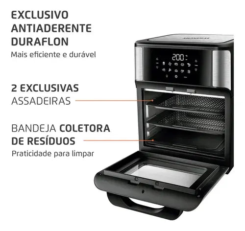 Fritadeira Forno 12L Preto/Inox, 2000W, 110V - AFO-12L-BI